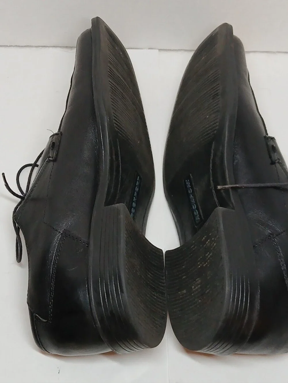 Rockport Black Leather Lace-Up Shoes Square Toe , Size 8.5